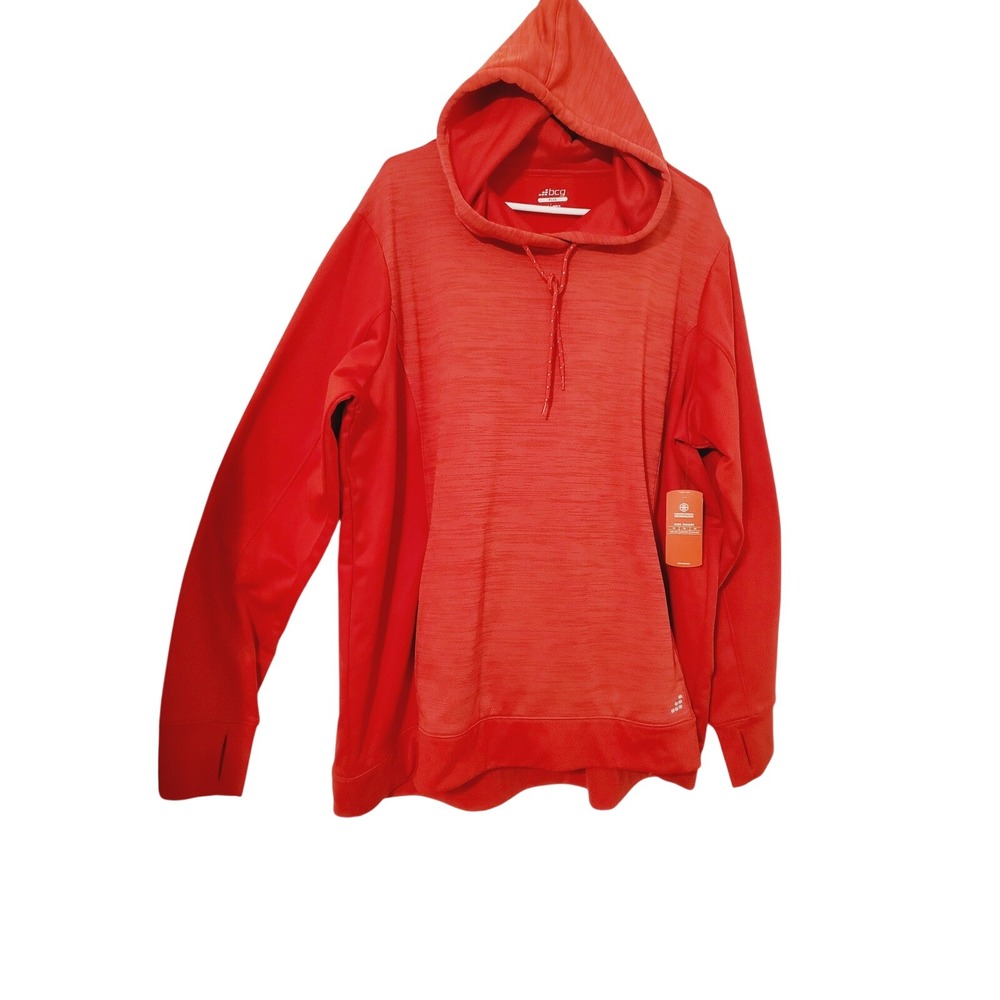 BCG Plus Womens Training Hoodie Tango Red 3X Moisture Wicking Thumbhole Pullover
